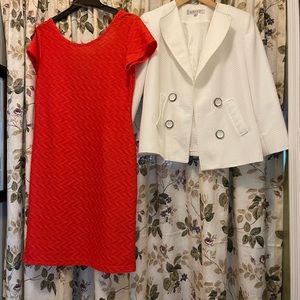 Vibrant Harangan dress size 10 and nice white Kasper blazer size 4P fits as M